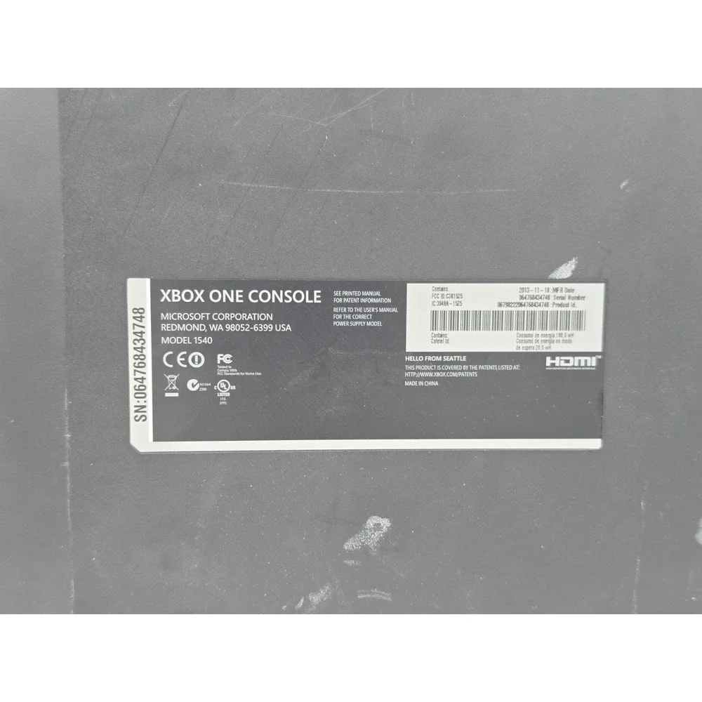 Microsoft Xbox One Replacement Console‎ 1540 - 500gb Console Only - WORKS